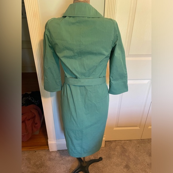 Bill Blass Sage Green Taffeta Button Front Belted Midi Dress Size 0 NWT - Picture 10 of 13